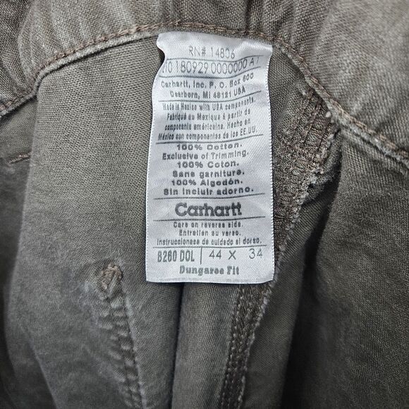 Carhartt Cargo Pants Mens 44 x 34 Dungaree Fit Dark Olive Work Carpenter - Picture 12 of 13